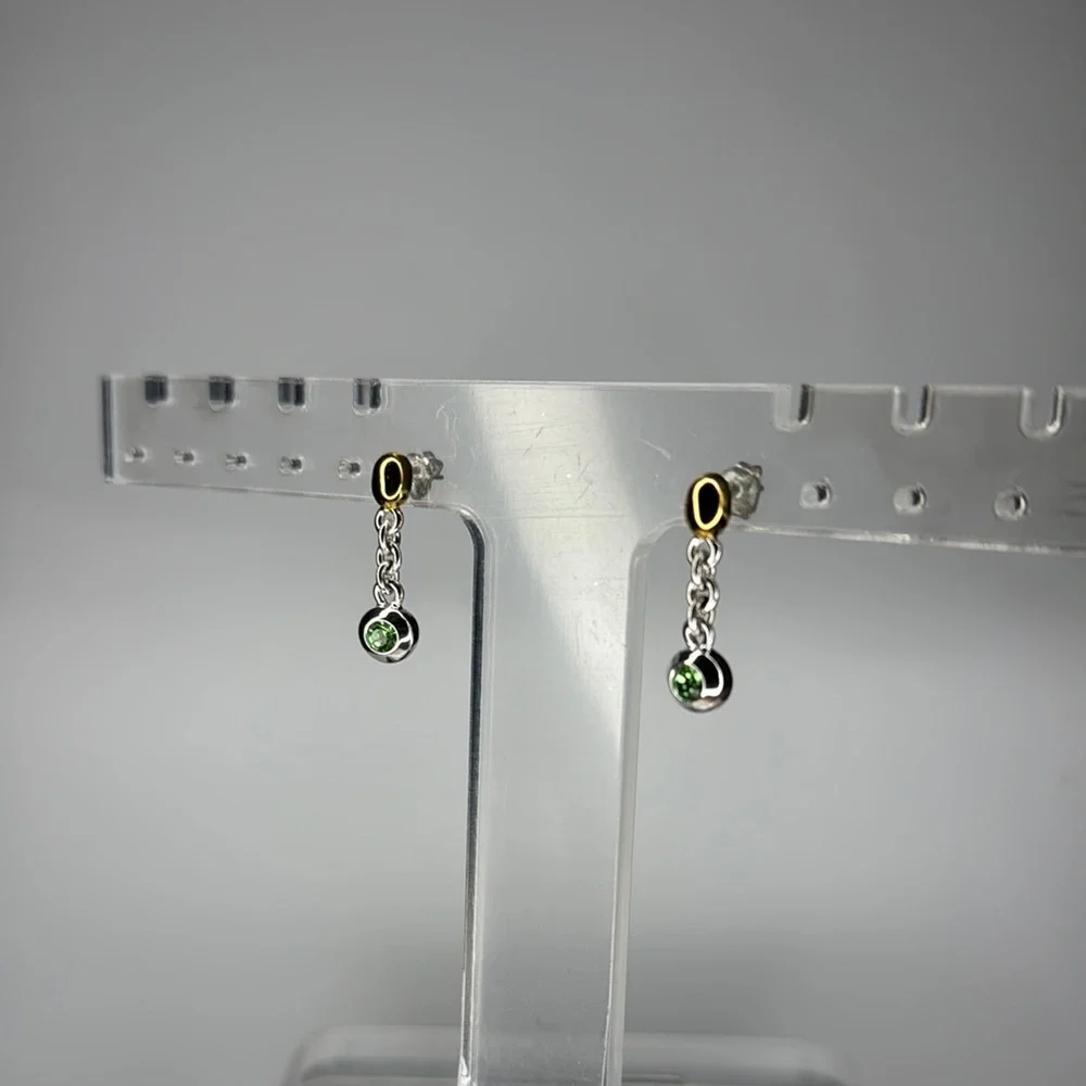 Green and Silver Dangling Earrings